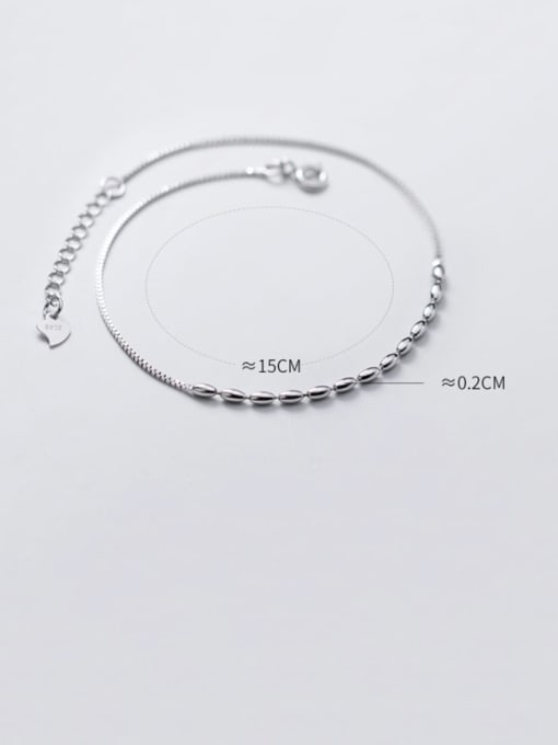 Rosh 925 Sterling Silver Bead Oval Minimalist Link Bracelet 2