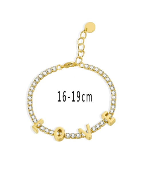 CHARME Brass Cubic Zirconia Letter Minimalist Bracelet 1