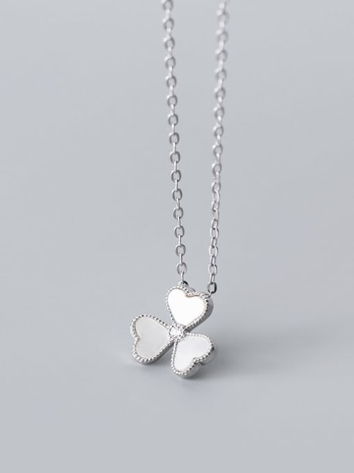 Silver 925 Sterling Silver Shell Flower Minimalist Necklace