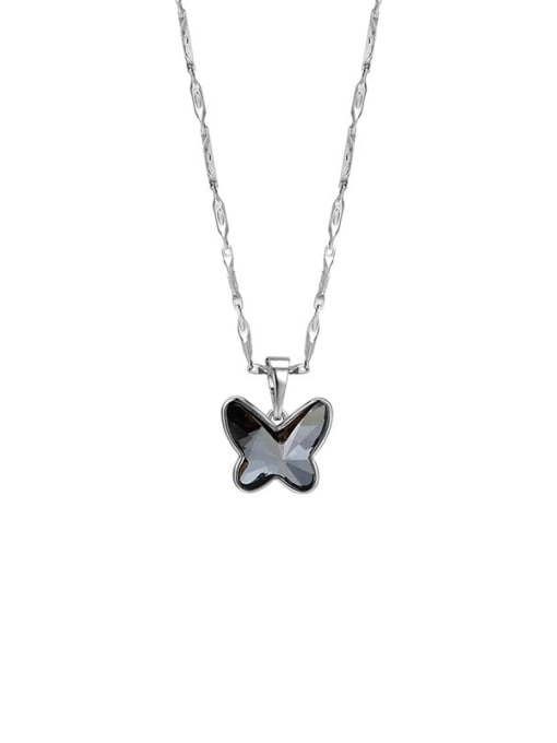 Silver (including necklace) Alloy Cubic Zirconia Red Dainty Butterfly Earring Ring and Necklace Set