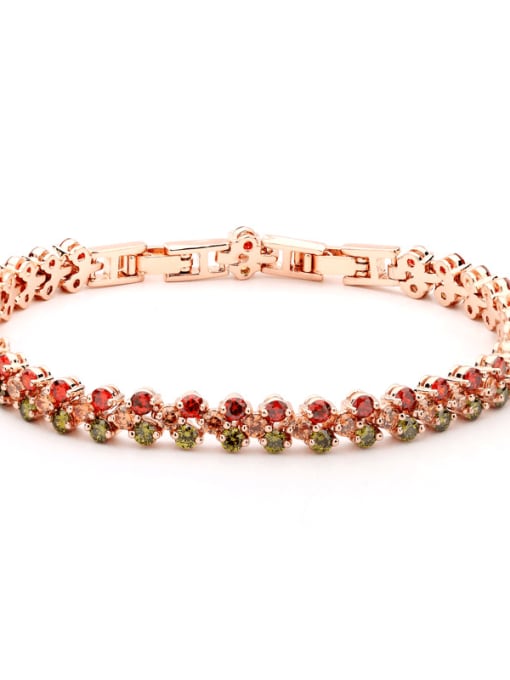 BLING SU Copper Cubic Zirconia Multi Color Heart Luxury Bracelet 0