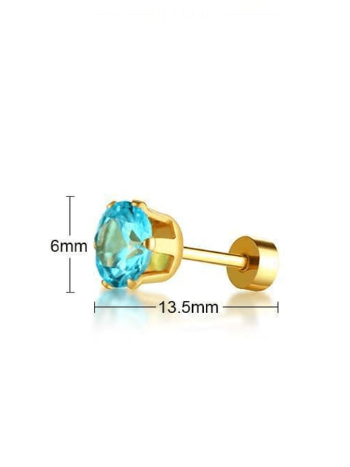 LI MUMU Titanium Steel Cubic Zirconia Geometric Minimalist Stud Earring((Single-Only One) 2