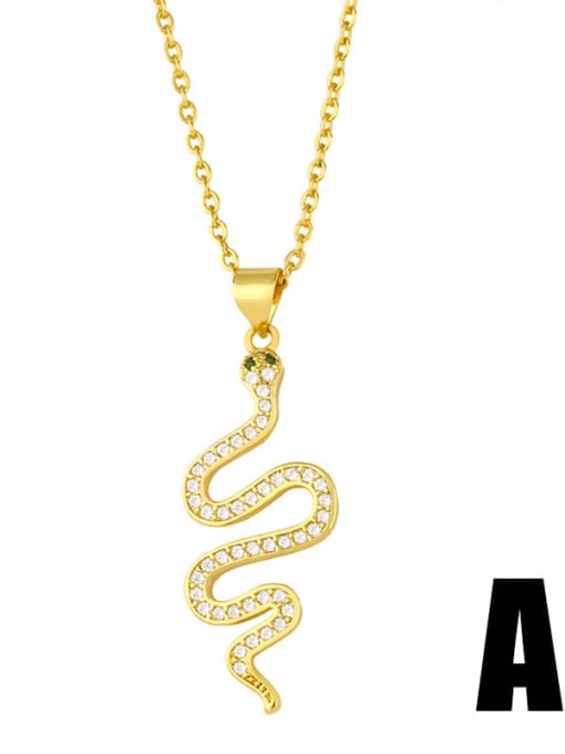 CC Brass Cubic Zirconia Snake Vintage Necklace 1