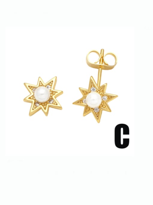 CC Brass Cubic Zirconia Crown Vintage Stud Earring 3