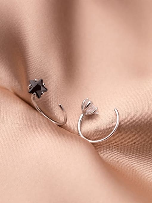 Rosh 925 Sterling Silver Cubic Zirconia Star Minimalist Hook Earring 3
