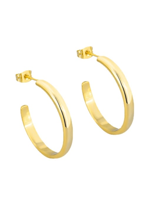 CHARME Brass Geometric Minimalist Glossy Large C-Shaped Earrings 0