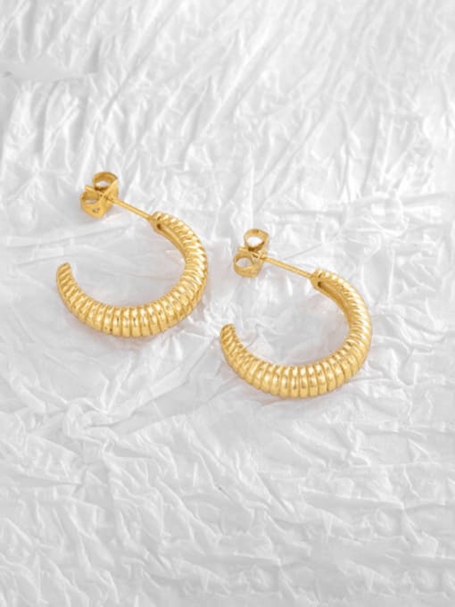 Gold ox horn Earrings Brass Geometric Minimalist Stud Earring