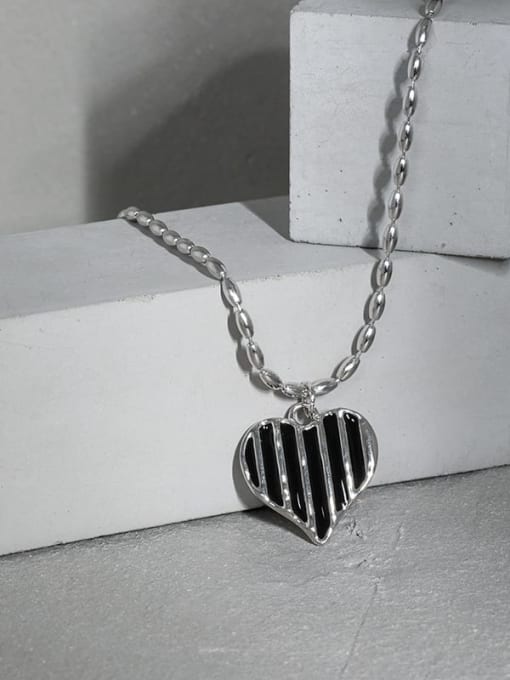 DAKA 925 Sterling Silver Enamel Heart Minimalist Necklace 1