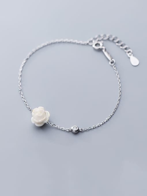 Rosh 925 Sterling Silver Resin White Flower Minimalist Link Bracelet 0