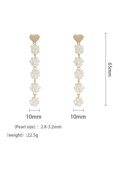 RAIN Brass Freshwater Pearl Flower Artisan Drop Earring 2