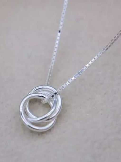Rosh 925 Sterling Silver Minimalist  Simple fashion three-layer round pendant Necklace 0