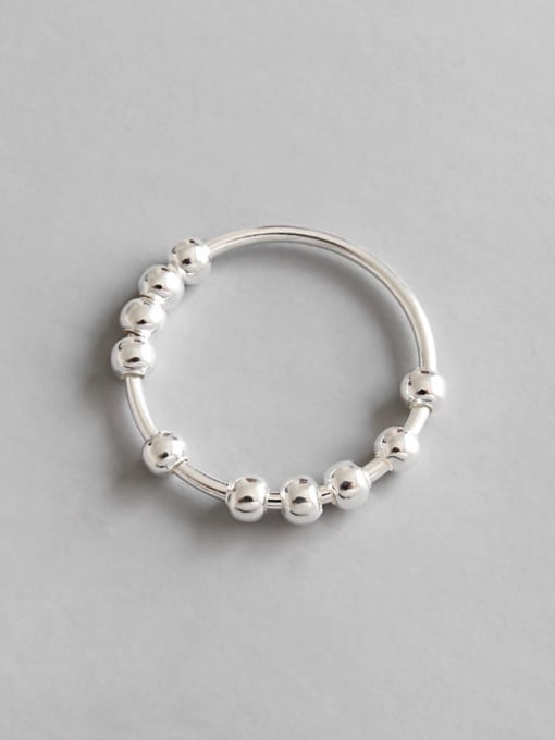 DAKA 925 Sterling Silver Round Bead Minimalist Band Ring 3