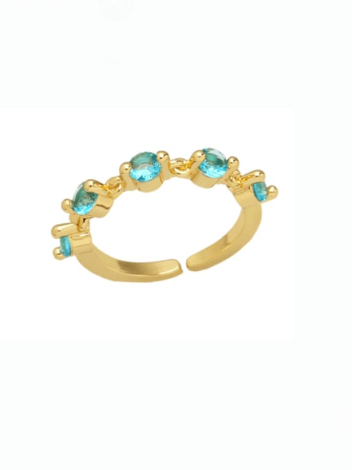 Light blue Brass Cubic Zirconia Geometric Vintage Band Ring