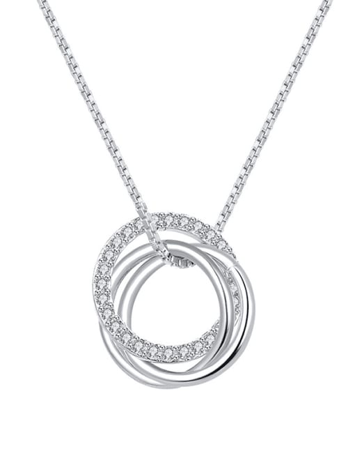 RINNTIN 925 Sterling Silver Cubic Zirconia Round Minimalist Necklace