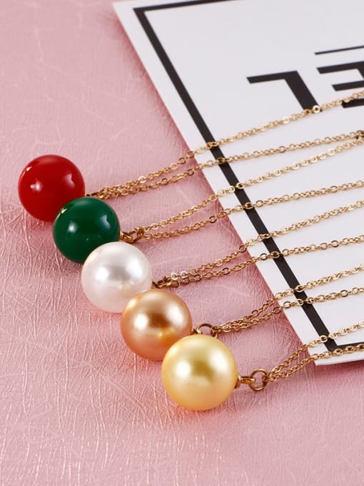 KAKALEN Stainless Steel Imitation Pearl Multi Color Necklace 2