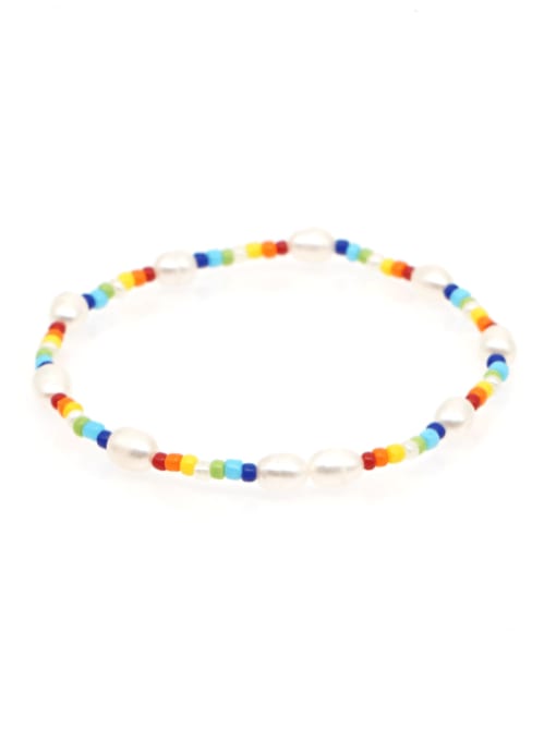 ZZ B200005C Freshwater Pearl Multi Color Irregular Bohemia Stretch Bracelet