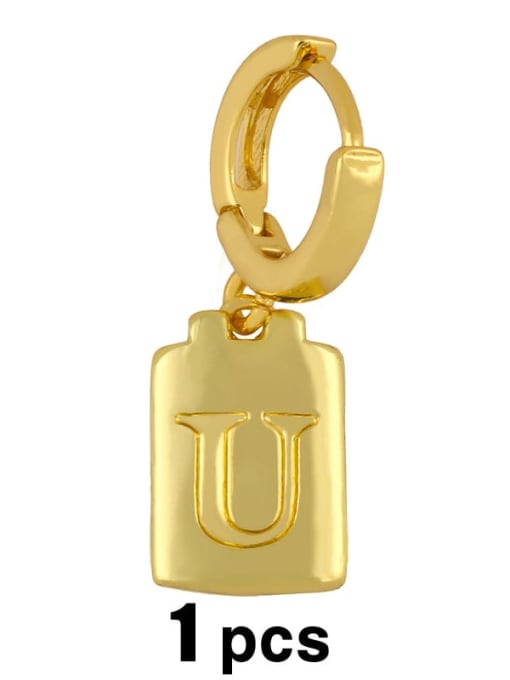 U Brass  Minimalist Simple Square Glossy 26 Letter Huggie Earring(single)