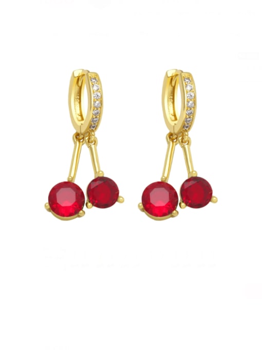 red Brass Cubic Zirconia Geometric Tassel Vintage Drop Earring