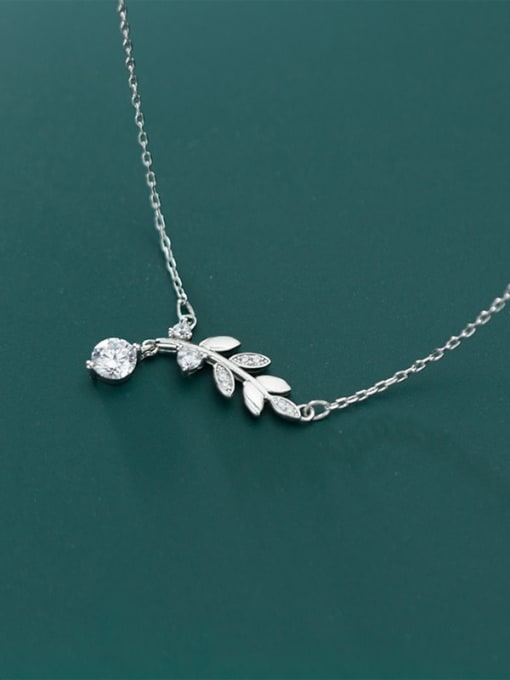 Rosh 925 Sterling Silver Cubic Zirconia fashion Leaf Pendant Necklace 3
