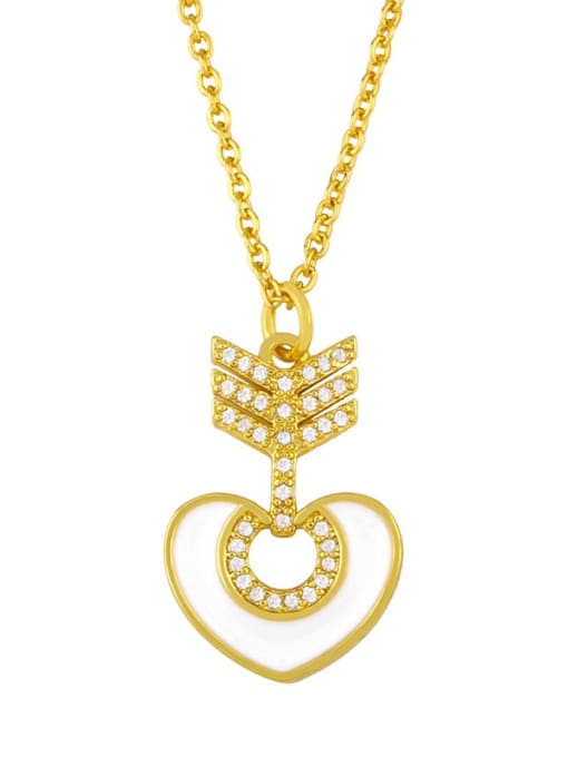 CC Brass Cubic Zirconia Enamel Heart Vintage Necklace 0