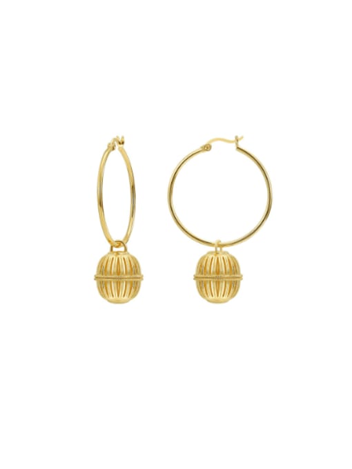 large circle lantern Brass Round Ball Trend Huggie Earring