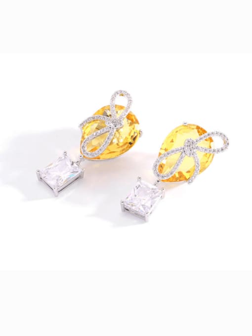 Luxu Brass Cubic Zirconia Water Drop Minimalist Cluster Earring 1