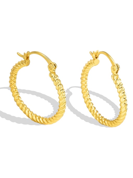 Golden twist ear ring Brass Twist Geometric Minimalist Stud Earring