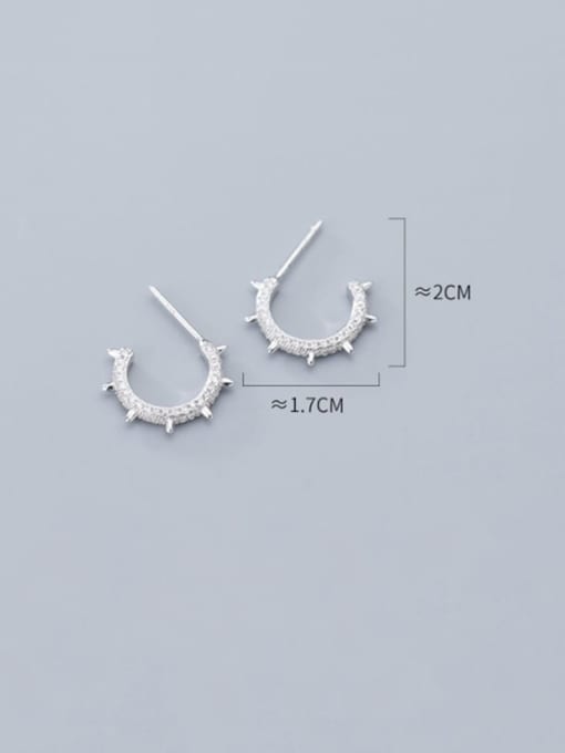 Rosh 925 Sterling Silver Cubic Zirconia  Round Minimalist Stud Earring 2