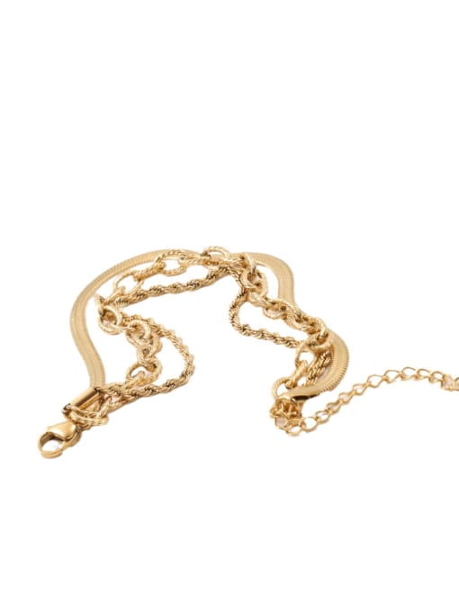 Golden Br161 Titanium Steel Geometric Hip Hop snake bone chain Strand Bracelet