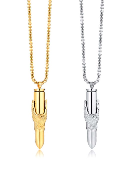 CONG Stainless steel Bullet Vintage Pendant Necklace 0