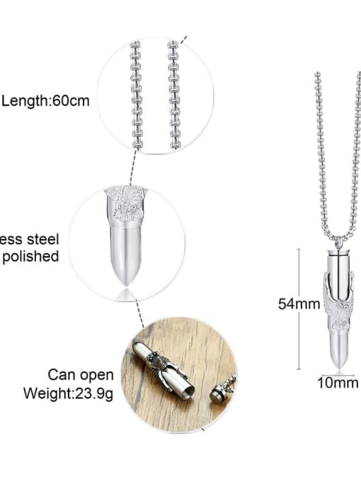 CONG Stainless steel Bullet Vintage Pendant Necklace 1