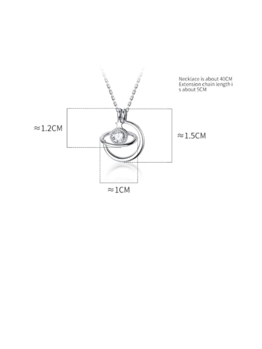 Rosh 925 Sterling Silver Cubic Zirconia Solitaire Planet Necklace 3