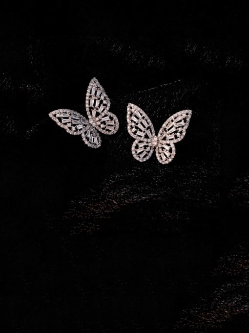 Girlhood Alloy With Platinum Plated Fashion Butterfly Stud Earrings 0
