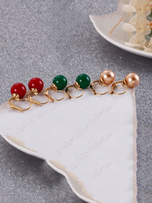 KAKALEN Stainless Steel Imitation Pearl Multi Color Round Minimalist Hook Earring 2