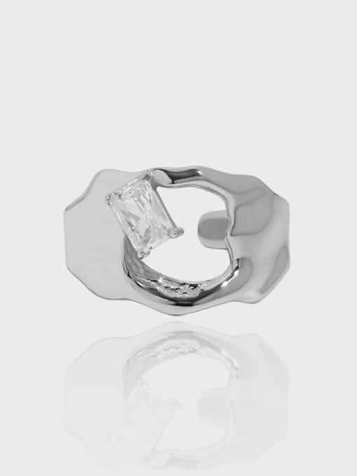 DAKA 925 Sterling Silver Cubic Zirconia Geometric Minimalist Band Ring 2
