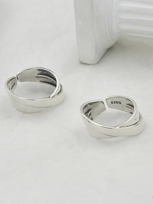 SHUI Vintage  Sterling Silver With  Simplistic Smooth Irregular Free Size Rings 2