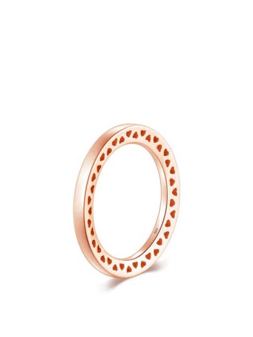 Rose Gold 925 Sterling Silver Hollow Heart Minimalist Band Ring