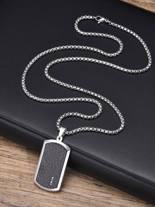 Black pendant with chain 60cm Stainless steel Geometric Hip Hop Long Strand Necklace