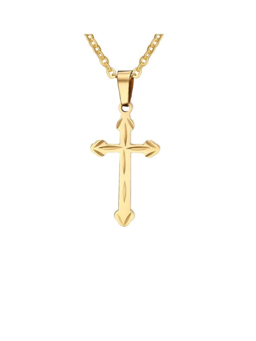 Gold Pendant with matching chain Titanium Cross Minimalist Regligious Necklace