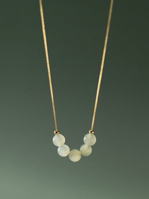 Rosh 925 Sterling Silver Jade Geometric Minimalist Necklace