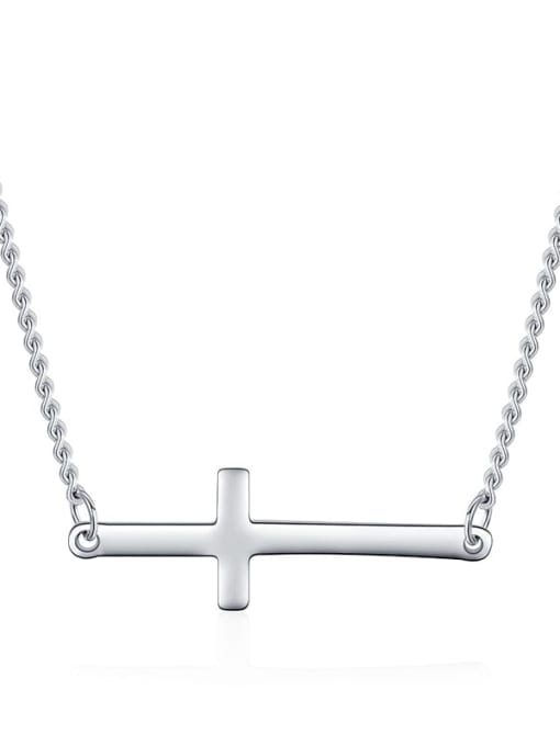 silver 925 Sterling Silver Smooth Cross Minimalist Pendant Necklace