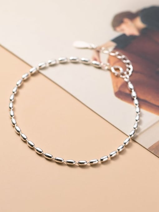 Rosh 925 Sterling Silver Oval Minimalist Beaded Bracelet 2