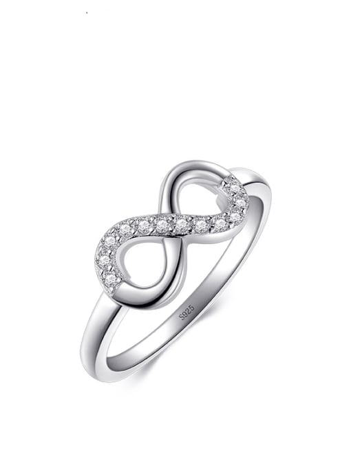 S925 Silver 925 Sterling Silver Cubic Zirconia Number 8 Dainty Band Ring