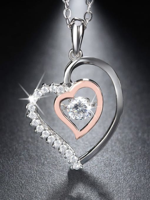 Heart shaped Smart Pendant 925 Sterling Silver Cubic Zirconia Water Drop Minimalist Necklace