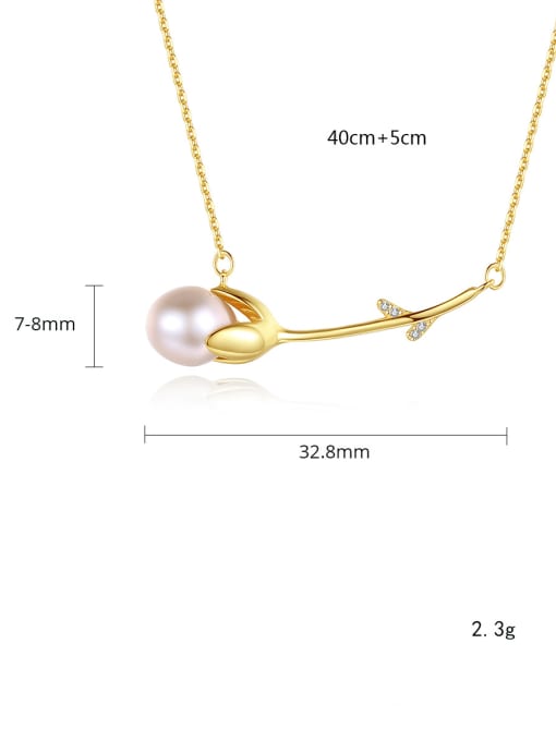CCUI 925 Sterling Silver Freshwater Pearl Flower Minimalist Necklace 4