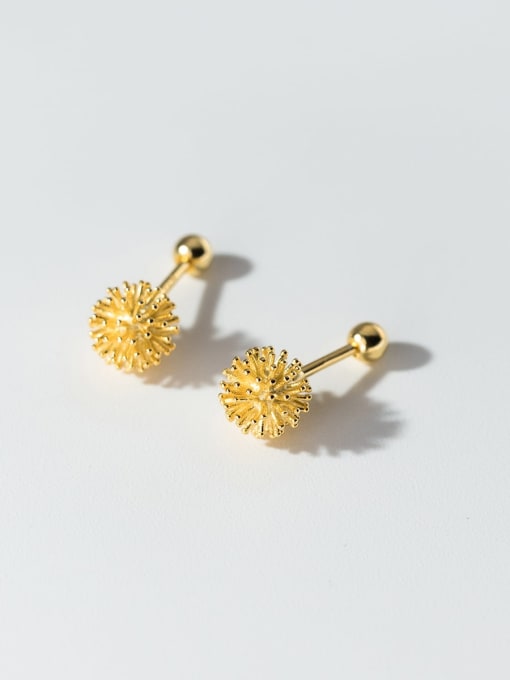 Gold 925 Sterling Silver Flower Cute Stud Earring