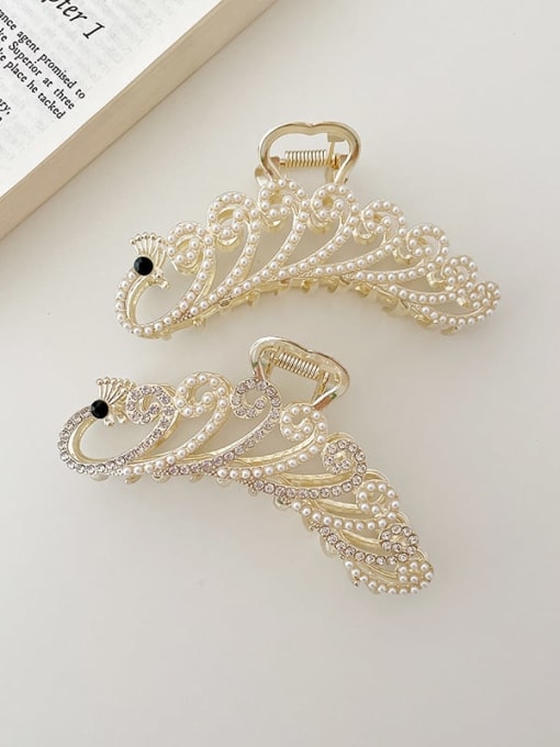 Chimera Alloy Imitation Pearl Trend  Peacock Jaw Hair Claw 2