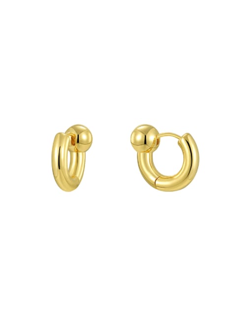 Gold Irregular Round Ball Earrings Brass Geometric Minimalist Huggie Earring