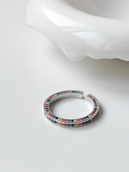 DAKA 925 Sterling Silver Cubic Zirconia  rainbow Ring 2