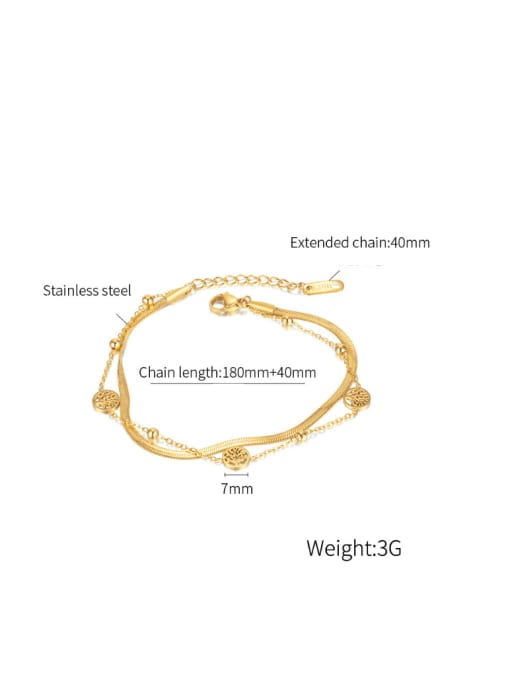 1305 steel bracelet  gold Titanium Steel Tree of Life Hip Hop Strand Bracelet